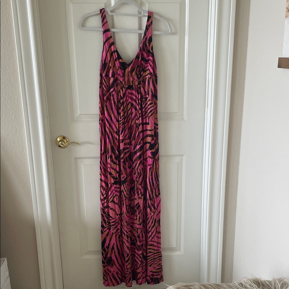 CAbi Pink and Black Maxi Dress